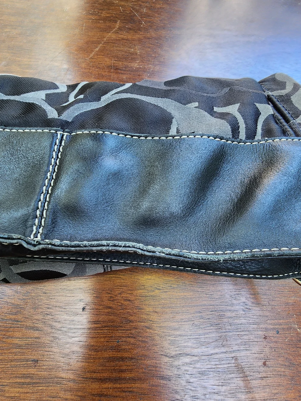 Coach Zoe Optic Signature C Jacquard Hobo Shoulder Bag Black Grey